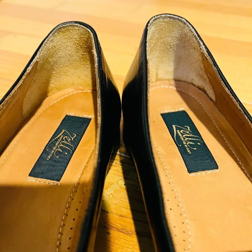 Zelli Men's Leather Black Loafers Flat Oxford Sz 9.5 M, Hand Crafted In Italy.